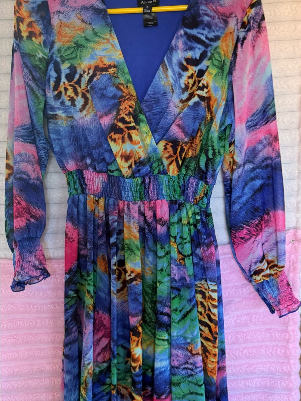 Alexis B Multicolor Abstract Long-Sleeve Maxi Dress